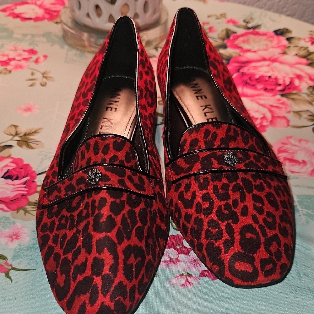 Anne Klein Red Leopard Print Women's Shoes